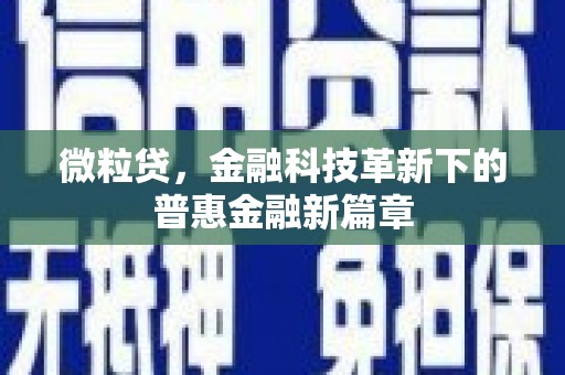达茂旗微粒贷，金融科技革新下的普惠金融新篇章