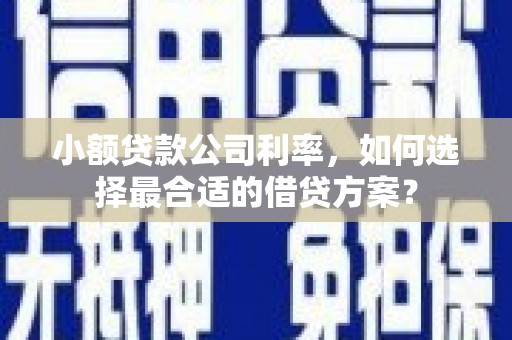 达茂旗小额贷款公司利率，如何选择最合适的借贷方案？