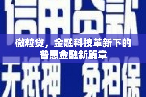 达茂旗微粒贷，金融科技革新下的普惠金融新篇章